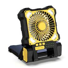 5200mah Solar Powered Camping Fan, Dual-Panel Solar Camping Fan With LED Light, 5 Adjustable Speeds Cordless Portable Fans, Quiet USB-C Desk Fans For Tent Outdoor Travel Home Workplace - Yellow - View 5