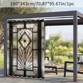 Outdoor Curtains, Semi-Transparent 2D Printed Glass Door Patterns, Washable For Patio, Gazebo, Yard, Garden, Bathroom, All Season With Hooks, 1pc/2pcs Shading Curtains, Toilet Seat Covers, Bathroom Accessories, Bathroom Decor, Holidays Decoration For New Year, Valentine's Day, Easter, Christmas