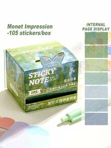 105 Sheets Pearlescent Sticky Notes - Gradient Color Transparent Waterproof Note Pads, No-Residue Pull-Out Tear-Off Design For Students & Office, Aesthetic Stationery Stickers For Journaling, Planners, And School Supplies.