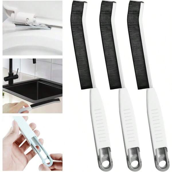 Crevice Cleaning Brush Hard Bristle Cleaning Supplies Bathroom Gap Brush Cleaning Brush Tools Grout Brush Toilet Brushes Household Cleaning Brushes For Bathtub Sink Window3PCS Black