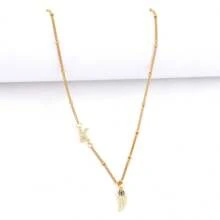 1 stuk nieuwe klassieke pavé zirkonia initialen vleugel hanger gouden roestvrijstalen kralenketting kettingen voor vrouwen