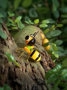 3 pièces Décorations de jardin extérieur en métal en forme d'abeilles, sculptures en fer 3D pour clôture de jardin, décoration murale pour pelouse, cour et pièce