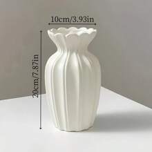 1pc Perfect White Ceramic Vase, Modern Minimalist White Ceramic Vase - Ideal For Home Decor, Living Room, Foyer Or Cabinet Display