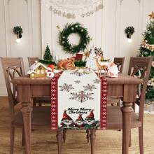 1 Stück Tischfahne mit Mustern von Weihnachtsbaum, Weihnachtsglocke und anderen Weihnachtselementen, hergestellt aus 72 Zoll gestrickter Polyesterfaser, verwendet für Tische bei Feiern, Heim- und Küchendekorationen sowie als Geschenk