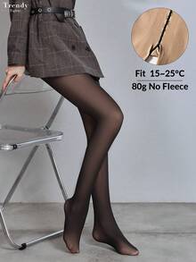 【DazzleLegs】1条装 80克 女士透明连裤袜，高弹力，图案包括爱心、波点、豹纹、蝴蝶结、嘴唇印花，时尚百搭，适合15-25℃秋冬季节穿着，也适合万圣节、电子女孩等场合，舒适保暖。 - 黑色 - 查看 23