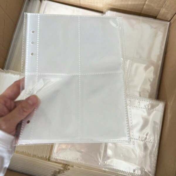 Paquete de 10 hojas de repuesto para álbum de fotos A5 de PP ultratransparente - con 4 bolsillos por hoja (para fotos de 3x5", 4x6" y 5x7") | Fundas de plástico libres de ácido para tarjetas de intercambio, fotos familiares, coleccionables de K-Pop y almacenamiento de recuerdos, de vuelta a la escuela, útiles escolares
