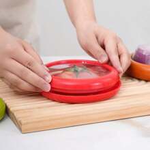 1 pieza/4 piezas Recipientes de almacenamiento de alimentos de plástico transparente para refrigerador con tapas para limón, aguacate, tomate, frutas y verduras, portátiles para el trabajo, con sellado hermético, reutilizables para congelador y refrigerador, suministros escolares