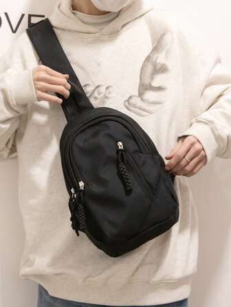 1 件休闲运动型男女通用斜挎包，带多个口袋，适合户外收纳