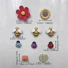 10pcs Flower, Bee, Ladybug, Plant Shaped Fridge Magnets, Cute Decorative Magnets, Personalized Refrigerator Stickers For Kitchen, Office, Whiteboard, Storage Cabinets And Dishwasher, Kitchen & Home Decoration, Christmas/Birthday Gifts Holiday And Party Favors
