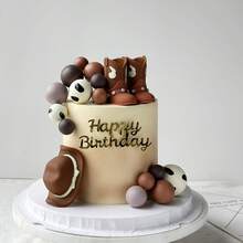 Decoraciones de pastel de vaquero, decoración de pastel con sombrero y botas de vaquero, decoración de pastel de cumpleaños de vaquera occidental, adecuada para fiesta con tema occidental, fiesta de cumpleaños de princesa/reina, boda, despedida de soltera y otras decoraciones temáticas - Multicolor - Ver 3