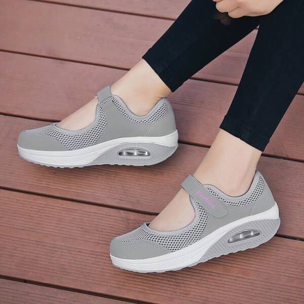 Women's Lightweight Breathable Red Sneakers - Casual Soft Flat Shoes With Hook-And-Loop Fastener Strap, Mesh Upper, And Air Cushion Sole For Comfortable Walking, Everyday Sneakers|Stylish Slipons|Soft Sole Footwear