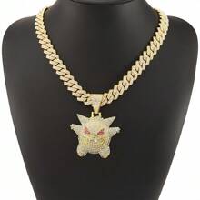 pokemon 1 pieza Collar con colgante de Squirtle de en 3D con incrustaciones de strass, de estilo hip-hop personalizado, brillante, adecuado para uso diario, fiestas y como regalo.