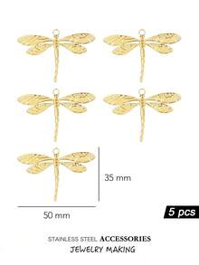 5 chiếc vòng cổ bằng thép không gỉ hình chuồn chuồn côn trùng mạ vàng PVD DIY, bông tai, mặt dây chuyền, phụ kiện làm đồ trang sức, phụ kiện phóng đại, hip hop, tiệc nghỉ dưỡng bãi biển, quần áo, mặt dây chuyền móc chìa khóa, mặt dây chuyền bằng thép không gỉ, sáng tạo đồ trang sức, đồ trang sức bằng thép không gỉ dành cho phụ nữ, đồ trang sức điện thoại, bộ đồ trang sức bằng thép không gỉ - Côn trùng - Xem 4