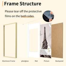 1pc/2pcs Large Aluminum Alloy Photo Frame, Gold, Silver, Black Metal Poster Frame, Narrow Matte Rounded Minimalist Art Frame, A2 Certificate Photo Frame, 50x70cm Personal Art Portrait Frame, 40x50cm Brick Painting Frame, 50x60cm Decorative Painting Frame, Home Wall Decor Frame, Comes With Backing Board And Installation Accessories. - Multicolor - View 4