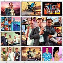1 pièce Affiche murale avec cadre en option, Pop Art GTA 5 Vices, la capitale sainte, 5 stars, bon citoyen, trio de voyous, photo de groupe magnifique. Collection d'affiches artistiques à décorer la salle de jeu. Peinture HD cadeau de décoration
