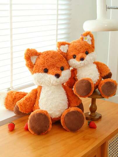 New Plush Fox Doll Doll, Soft Fox Plush Stuffed Animal Pillow, Lovely Companion Plush Doll, Perfect Gift For Kids, Room Decor, Suitable For Children, Party, Children's Day, Halloween, And Various Holidays