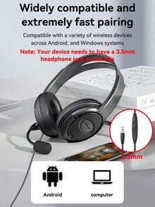 1个3.5毫米有线游戏耳机，带麦克风，电脑/手机两用 - 黑色 - 查看 9