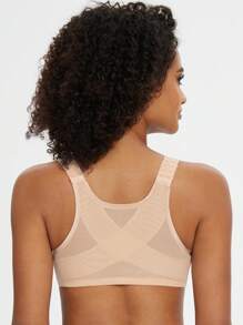 MELENECA MELENECA Women's Front Closure Bras Plus Size Unlined Underwire Back Support Posture Bra