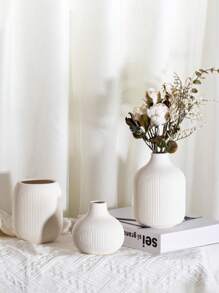 1 pièce Vase en céramique blanc, vases bohèmes pour la décoration de la maison, vase de style ferme moderne pour herbe de la pampa, fleurs, vases blancs décoratifs, centre de table pour mariage, salon, chambre à coucher, table de café, entrée
