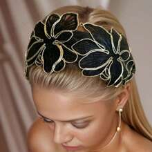1pc Embroidered Headband For Women, Wide Lace Headpiece, Korean Sweet Mori Girl Style, Anti-Slip Hair Hoop Headbands Hairband