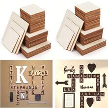 10/20/40 件 4 英寸 x 4 英寸未完成木方块，0.08 英寸厚空白椴木砖，天然木片，适用于工艺品、绘画、拼字游戏、建筑模型 - 杏色 - 查看 3