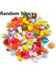 10/20/30/50/80/100/200pcs Vivid Resin Craft Supplies - Imaginative Animals, Fruits And Food Series - Colorful DIY Jewelry Making Necklace, Bracelet And Earring, Perfect For Craft Lovers And Jewelry Making
