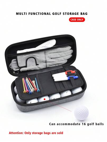 Golf Ball Storage Box, Protective Carrying Case For Golf Gloves And Accessories, Men's Essential Golf Gear Bag, Can Hold Up To 16 Golf Balls And Accessories (Storage Box Only Sold)