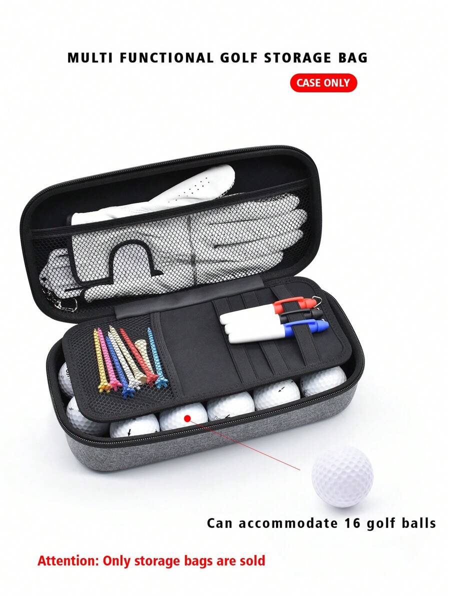 Pudełko do przechowywania piłek golfowych, pokrowiec ochronny na rękawice golfowe i akcesoria, męska niezbędna torba na sprzęt golfowy, mieści do 16 piłek golfowych i akcesoriów (sprzedawane tylko pudełko do przechowywania)