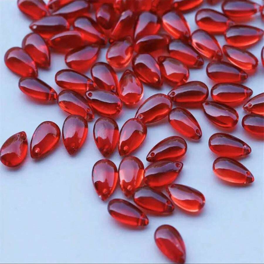 60pcs 8x14mm Red Water Drop Czech Lampwork Glass Beads For DIY Jewelry Making Bracelets Earrings Hairpin Components - Red - View 1