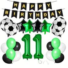23/24 Stücke, 32 Zoll grüne Zahlen Fußball Geburtstags Party Dekorationen inklusive Zahlen 7, 8, 9, 10, 11, 12 und Pentagramm & Fußball Ballon Set, Sport Themen Party Dekoration, Geburtstags Dekoration, Feier Dekoration, geeignet für Fotoshootings, Atmosphäre Hintergrund Aufbau, Party Zubehör