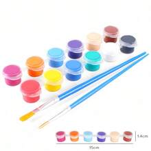 12 Colors Acrylic Paint Set With 2 Brushes, Suitable For Crafts, Toys, Decorations, Home Decor, Painting