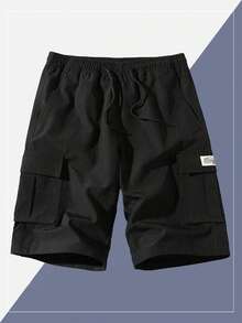 شورتات صيفية خفيفة بجيوب للرجال، بنطلون خارجي 5 نقاط قطني منفذ للهواء، كاجوال - الأسود - مشاهدة 3