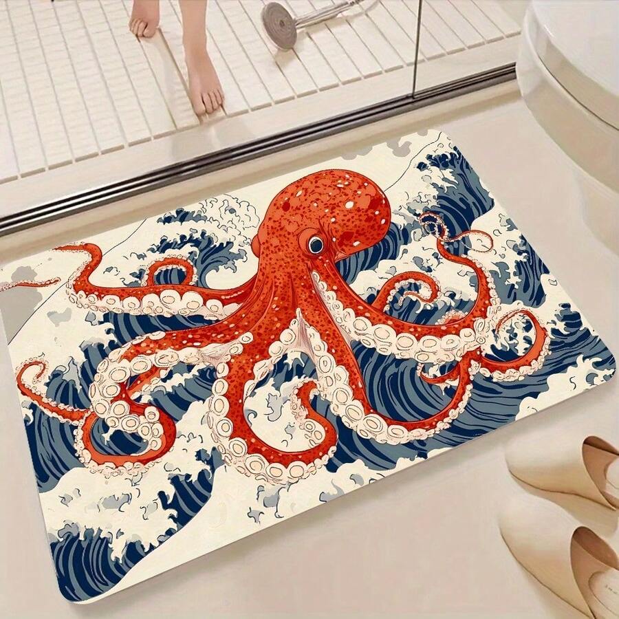 浴室垫、浴室配件、浴室套装、浴室垫 - 柔软厚实防滑吸水浴室地毯，可机洗，适用于浴室、客厅、卧室、洗衣房 - 舒适的家居装饰，重返校园 - 彩色 - 查看 1