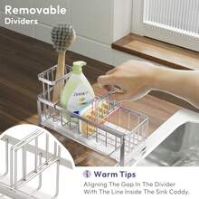 Sponge Holder For Kitchen Sink, Movable Kitchen Sink Caddy With Compact Size Rustproof And Waterproof Hanging Sponge Caddy For Double Bowl Sinks, Silver,Black - Double Basket Sink - View 4