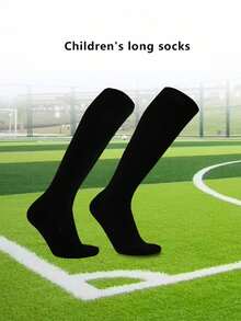 1 Pair Kids Anti-Slip Thickened Long Football Socks, Solid Color Long Sporty Socks For Basketball, Suitable For 2-12 Years Old, First Day Of School - Multicolor - View 10