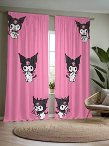 Sanrio 2 Pcs Sanrio Hello Kitty Curtain - Adorable Pink Shiny Stars & Heart Design, Washable, Blackout Curtain Suitable For Bedroom And Home Decor, Available In 2 Sizes, Living Room Curtain, Sanrio