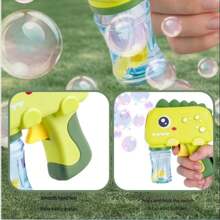 1 PIEZA Adorable pistola de burbujas de dinosaurio de dibujos animados, sin pilas necesarias, presiona continuamente para hacer burbujas, adecuado para juegos de interiores y exteriores para niños, adecuado para que los niños presionen, juego de burbujas, diversión con burbujas, casa de burbujas