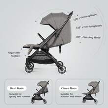 Pram Pushchair Travel System Stroller Foldable Lightweight With Rain Cover And Footmuff, Carrycot, Convertible To Reversible Seat, Lying Position - Dark Grey - View 4