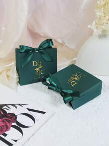 10/50/100pcs Custom Initial Wedding Favor Boxes With Bow, Personalized Monogram Gift Box With Names & Date For Guest, Elegant Candy Packaging For Engagement, Reusable Thank You Box For Party Or Bridal Shower, Multi-Functional, Stylish, High-Quality, Colorful, Ideal Gifts For Him, Tea Room, Home, Garden, Office, For Anniversaries, For Valentine's Day, For Mother's Day, For Birthdays, For Father's Day, For Graduation, For Weddings, For Housewarming, Art Activities For Children