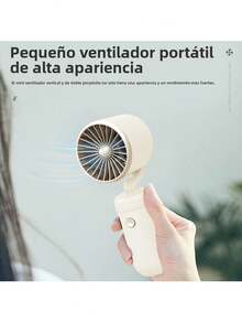 USB Rechargeable Portable Small Fan With Turbo Mini Electric Fan Handheld Simple Desktop Fan - Beige - View 5