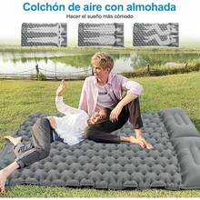 Colchoneta Camping Doble Autohinchable, Esterilla Acampar Plegable Hinchable con Almohadas, Colchón Impermeable Matrimonial, para Mochileros, Senderismo (Gris) - Doble Gris Oscuro - Ver 11
