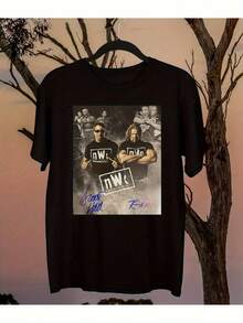 Allseason Apparel Vintage  Wrestling T-Shirt - Scott Hall Razor Ramon Kevin Nash Retro Graphic Tee, Durable Hot Transfer Print, Unisex Casual Fit (Sizes S-3XL), Machine Washable Black Retro Wrestling Top For Men & Women, All-Season Comfort, Wrestling Shirt, Comfortable Clothing, Autographed Design, Regular Fit Tee - Black - View 1