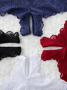 4pcs/Pack Multicolor Sexy Lace Open Crotch Briefs For Women - Multicolor - View 6