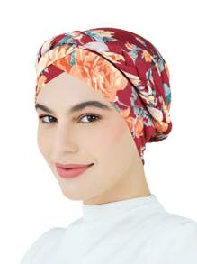 Gorro musulmán de mujer con estampado, turbante tejido, cubierta para la cabeza para cáncer, quimioterapia, árabe, gorro, gorro de lana de moda para pérdida de cabello