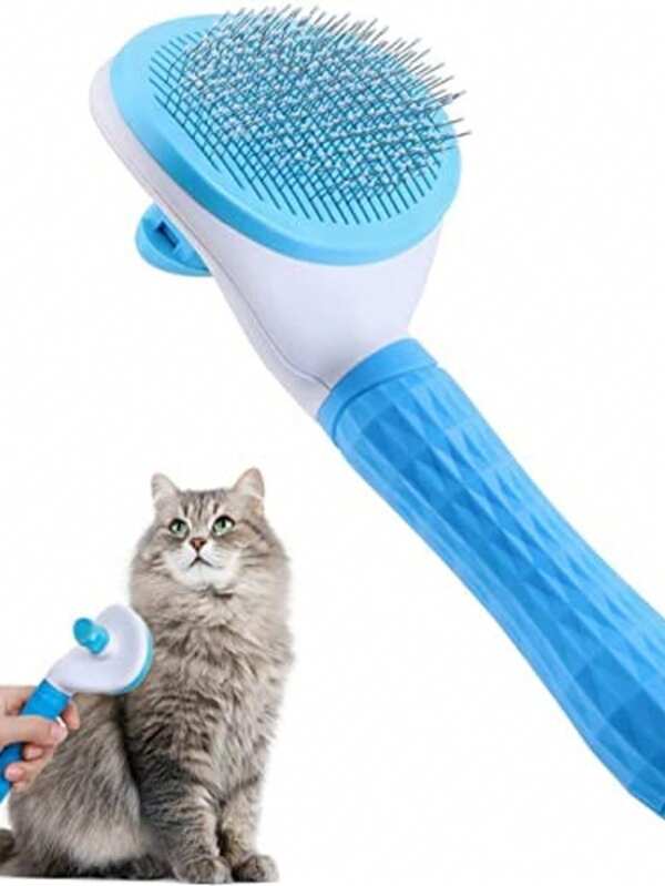 1 stuk Hondenborstel, Kattenborstel, Vlooienkam, Automatische reinigingsborstel, Verzorgingsborstel voor huisdieren, Massageborstel voor huisdieren, Verhaarborstel, Klittenbreker, Ontklitkam, Automatische ontharingsborstel, Reinigingstool voor huisdieren, Haarverzamellabel, Hondenborstel, Kattenborstel, Kam voor het verzamelen van dierenharen, Accessoires voor dieren, Huisdierbenodigdheden
