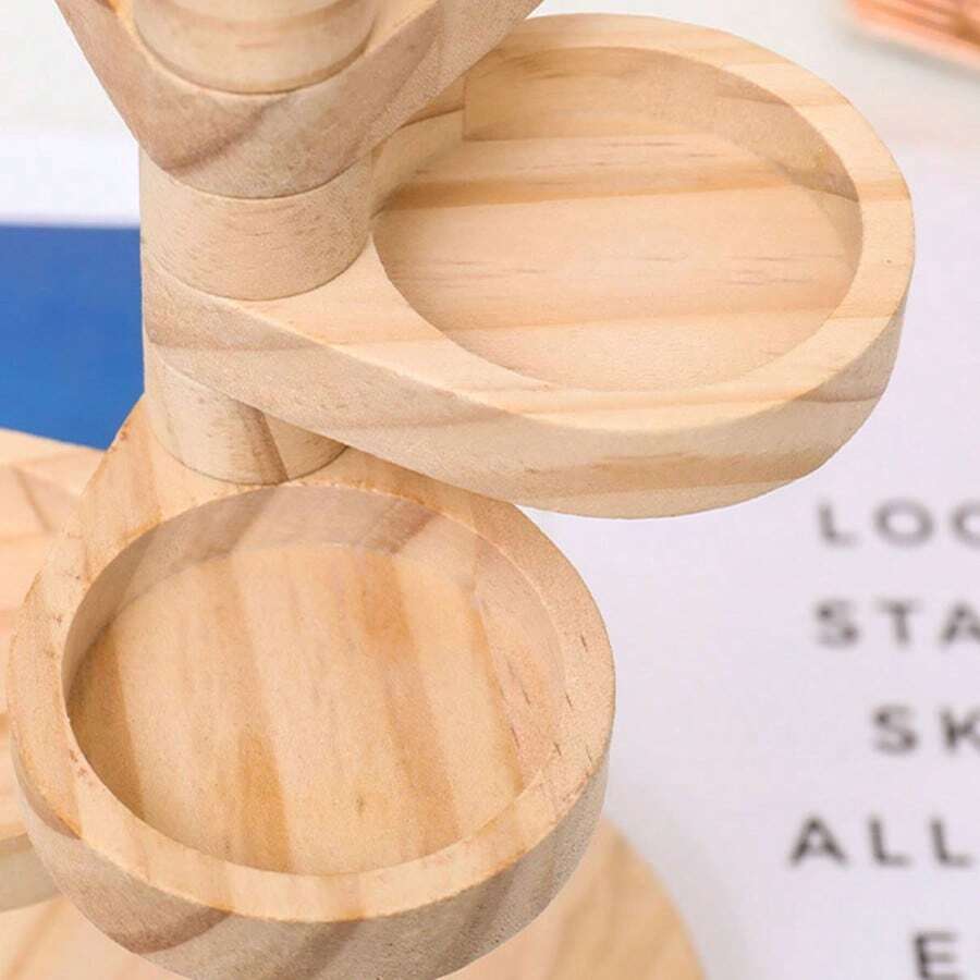 1pc Rotating Wooden Jewelry Organizer, Entryway Key Holder & Perfume/Jewelry Display Rack