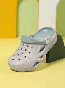 Kids Breathable Comfortable Slip-On Sandals, Casual Home Slippers, Color Block Fashion Versatile, Boys/Girls Beach/Outdoor Shoes
