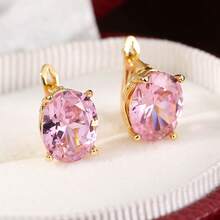 Cubic Zirconia Decor Earrings - Yellow Gold - View 20