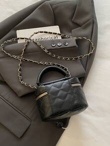 Lightweight Mini Chain Bag Quilted Handbag Bucket Bag Suitable For Young Girls, College Students And Office Workers - Black - View 12