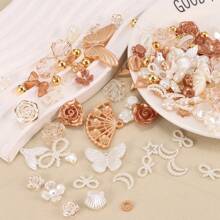 50 piezas de accesorios de colgante de mariposa de acrílico, decoraciones de mariposa transparentes de color crema AB, adecuadas para pendientes DIY, colgantes, collares, pulseras, llaveros, fundas de teléfono